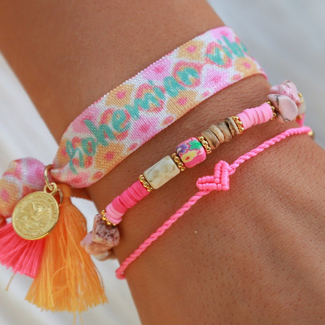 Love Ibiza heart bracelet pink