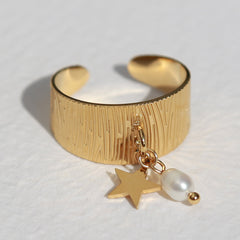 Gouden ring pearl ster