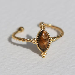Gouden ring twisted Tiger Eye