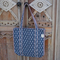 Blockprint schultertasche indisch blau