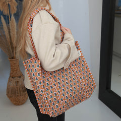 Blockprint schultertasche indisch braun