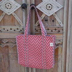 Blockprint schultertasche indisch koralle