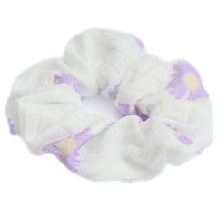 Scrunchie Blume weiß/lila