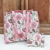 Conjunto de bolso de hombro y neceser de maquillaje color blanco