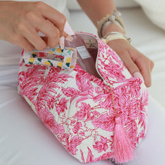 Blockprint toiletry bag Fez tropic pink M