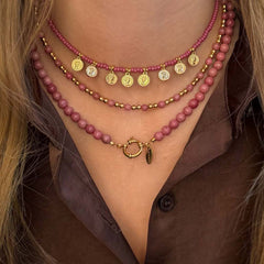 Ketting Miyuki gouden muntjes rosé