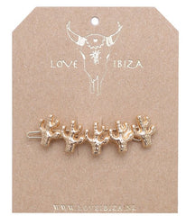 Barrette dorée cactus