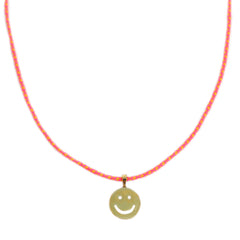 Collier summer smiley rose jaune