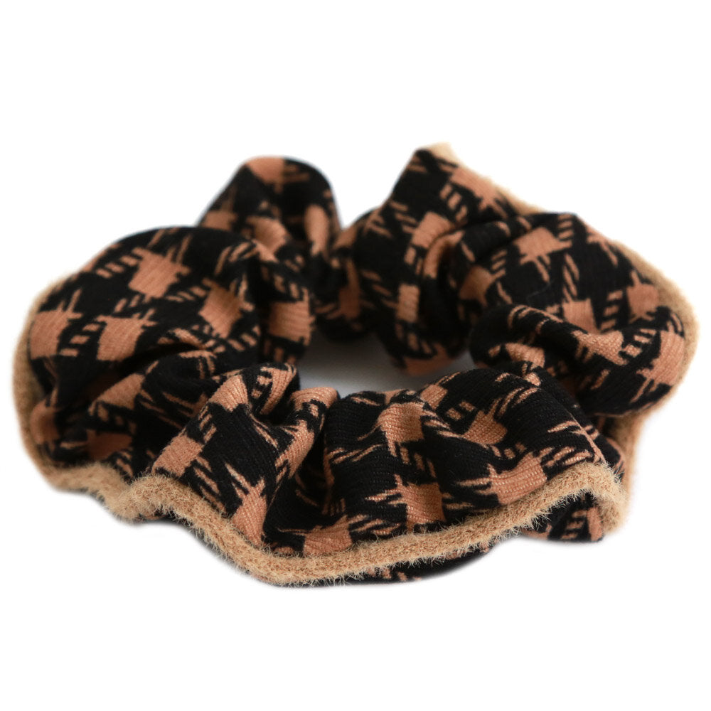 Scrunchie pied de poule black caramel