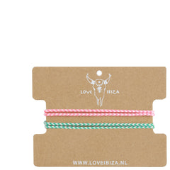 Bracelet set surf culture pastel pink and mint