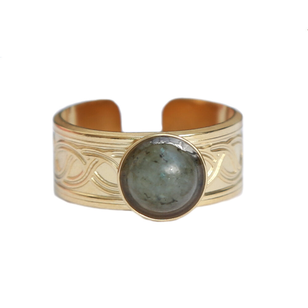 Ring gemstone grau agate gold