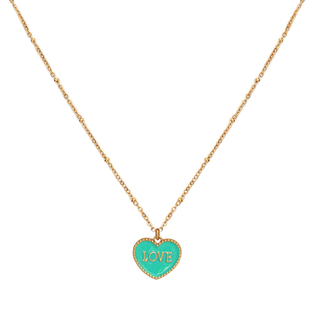 Goldene Kette Türkis heart love