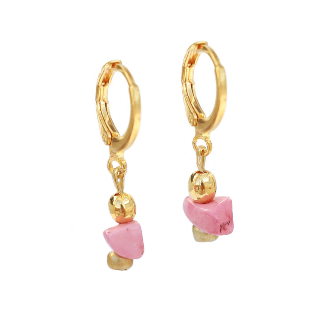 Gold earrings Vedra pink