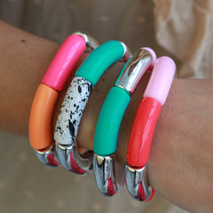 Bracelet penne white turquoise silver