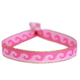 Pulsera tejida ondas rosas