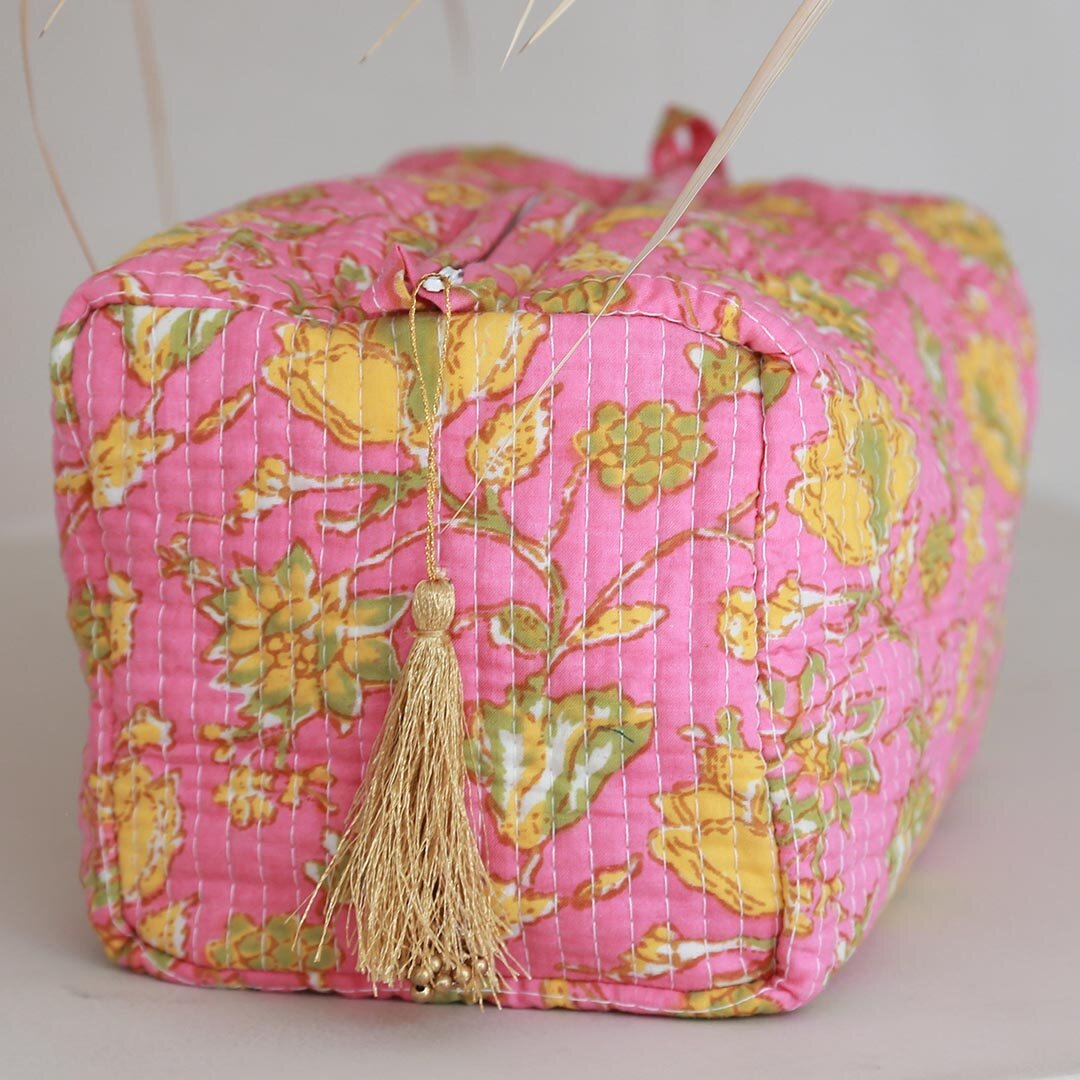 Kulturbeutel Fez pink yellow M