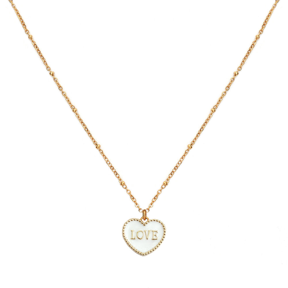 Gouden ketting white heart