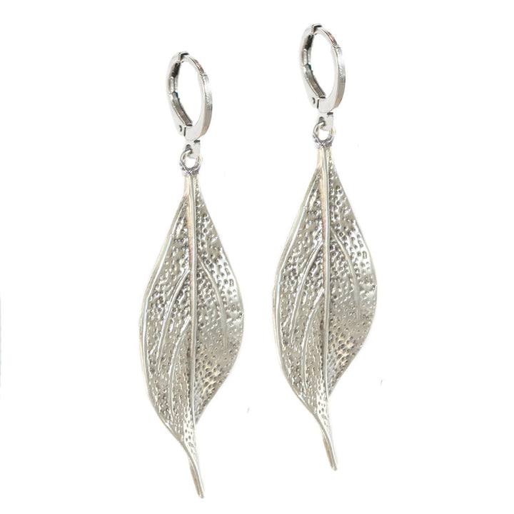 Silver earrings leaf