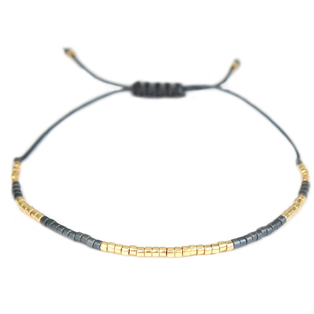 Miyuki bracelet blue/grey gold