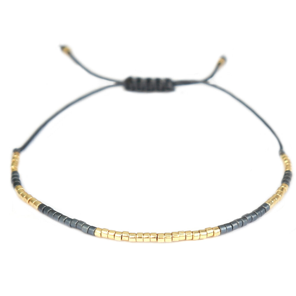 Miyuki armband blue/grey gold