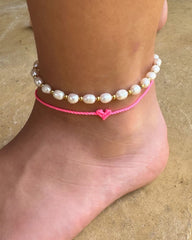 Anklet love Ibiza heart pink