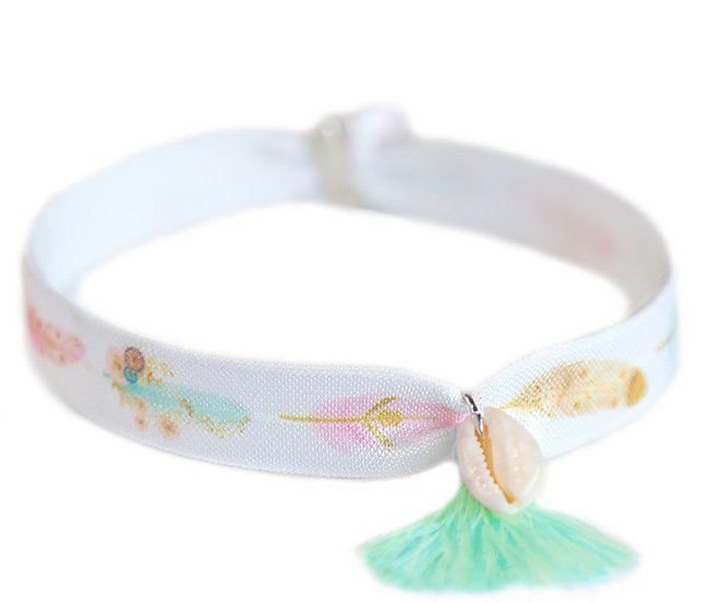 Anklet white feather