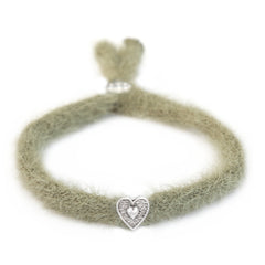 Armband fluffy olijfgroen zilver