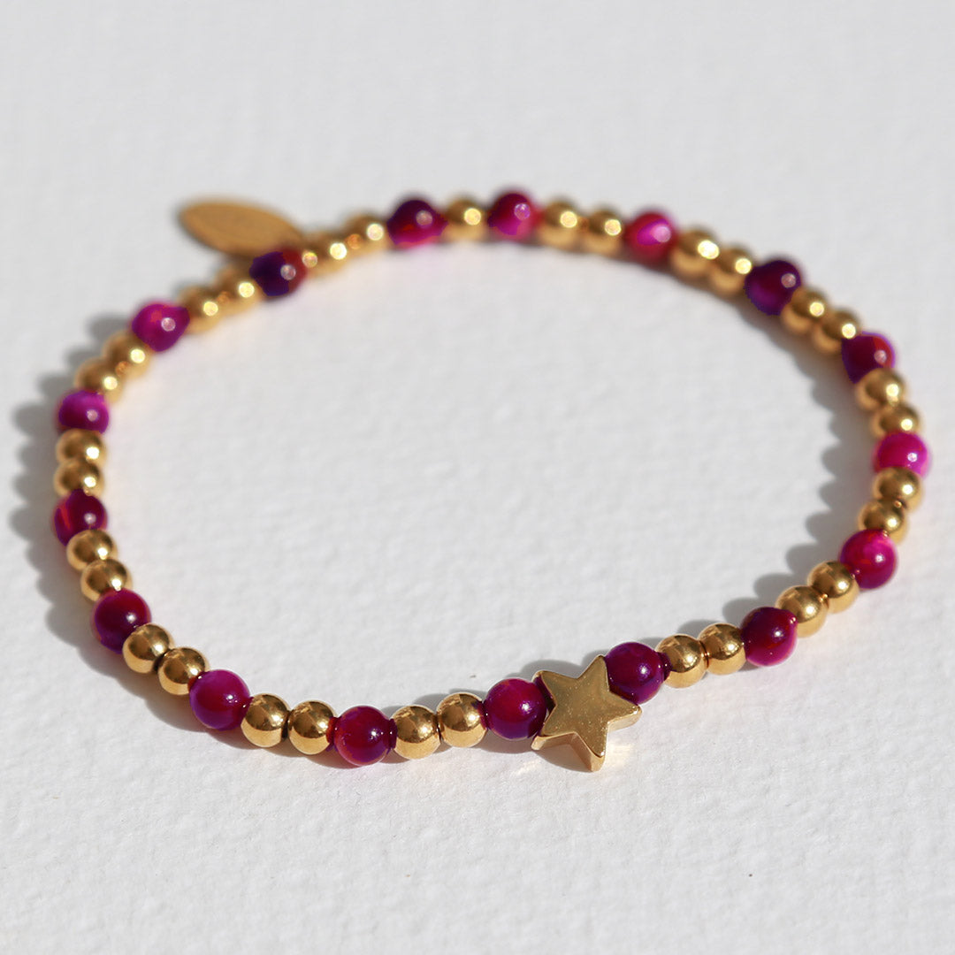Bracelet Moraira étoile en pierre cerise