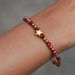 Bracelet Moraira étoile en pierre cerise