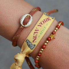 Brown diamond bean bracelet
