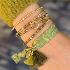 Armband facet wrap Green Garnet