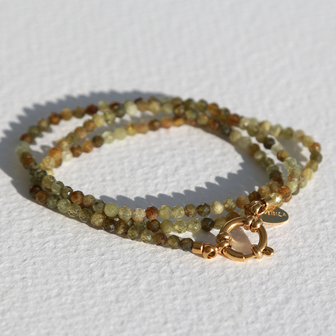 Armband facet wrap Green Garnet
