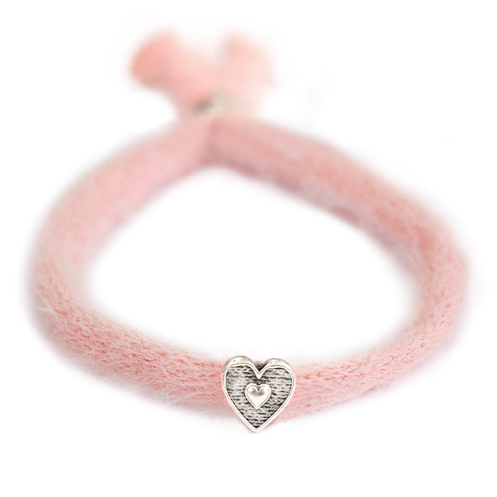Bracelet fluffy light pink silver
