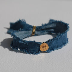 Armband denim wrap goud