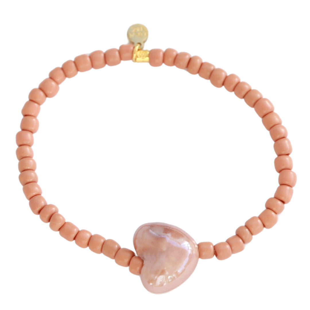 Bracelet stone heart brique