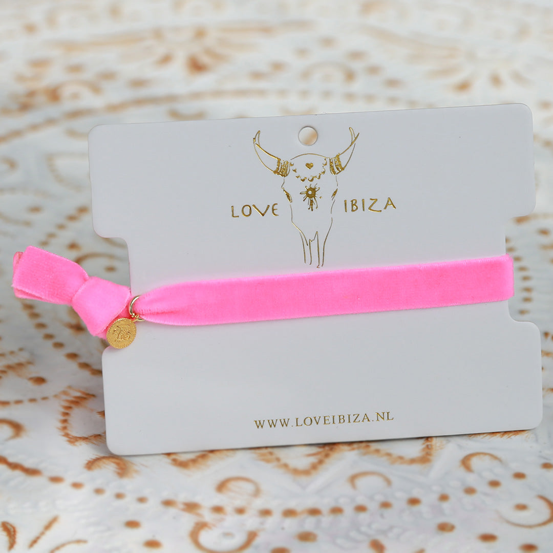 Velvet bracelet hot pink