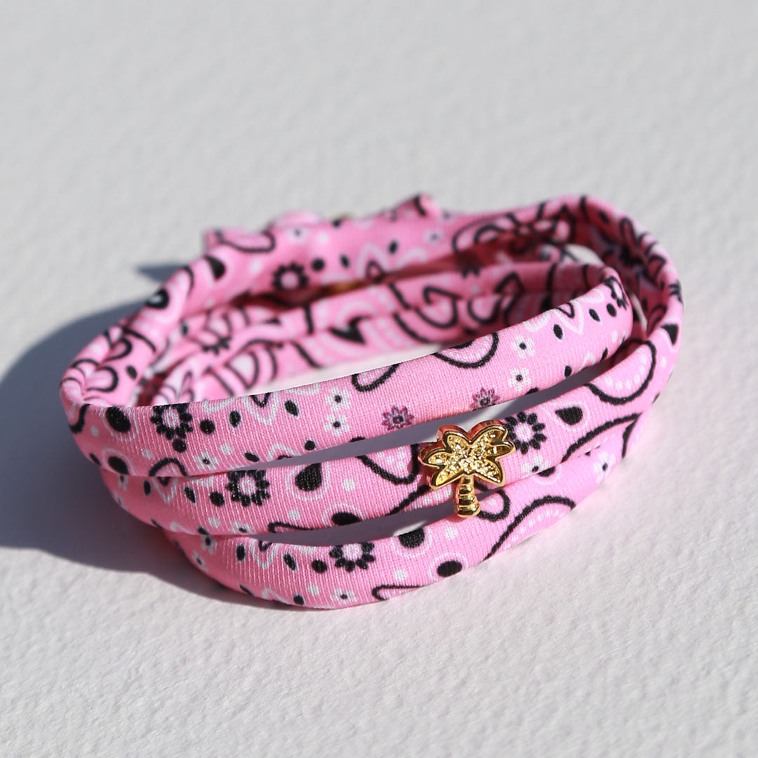 Armband - enkelbandje bandana pink palm goud