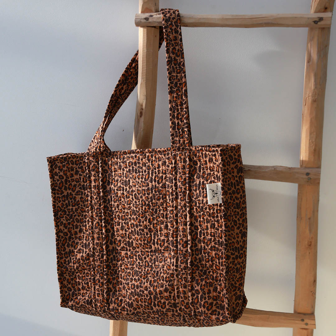Blockprint schultertasche Leoparden