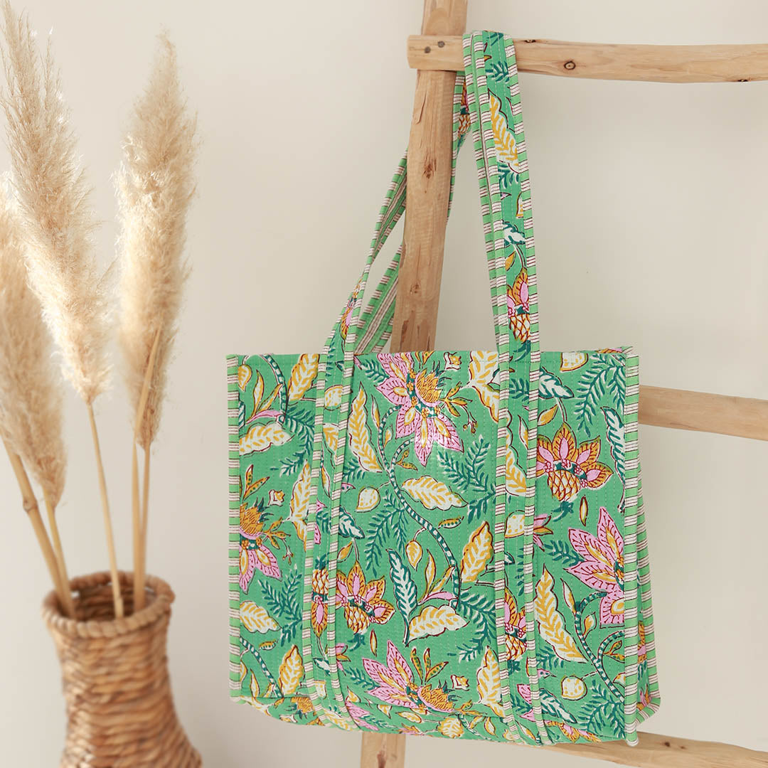 Blockprint schoudertas mint