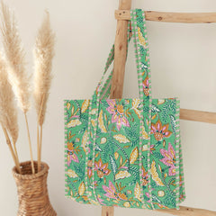 Blockprint schoudertas mint