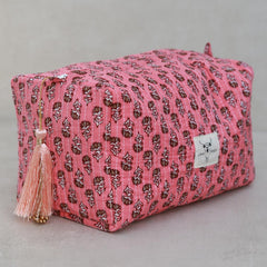Neceser con estampado de bloques Indian coral