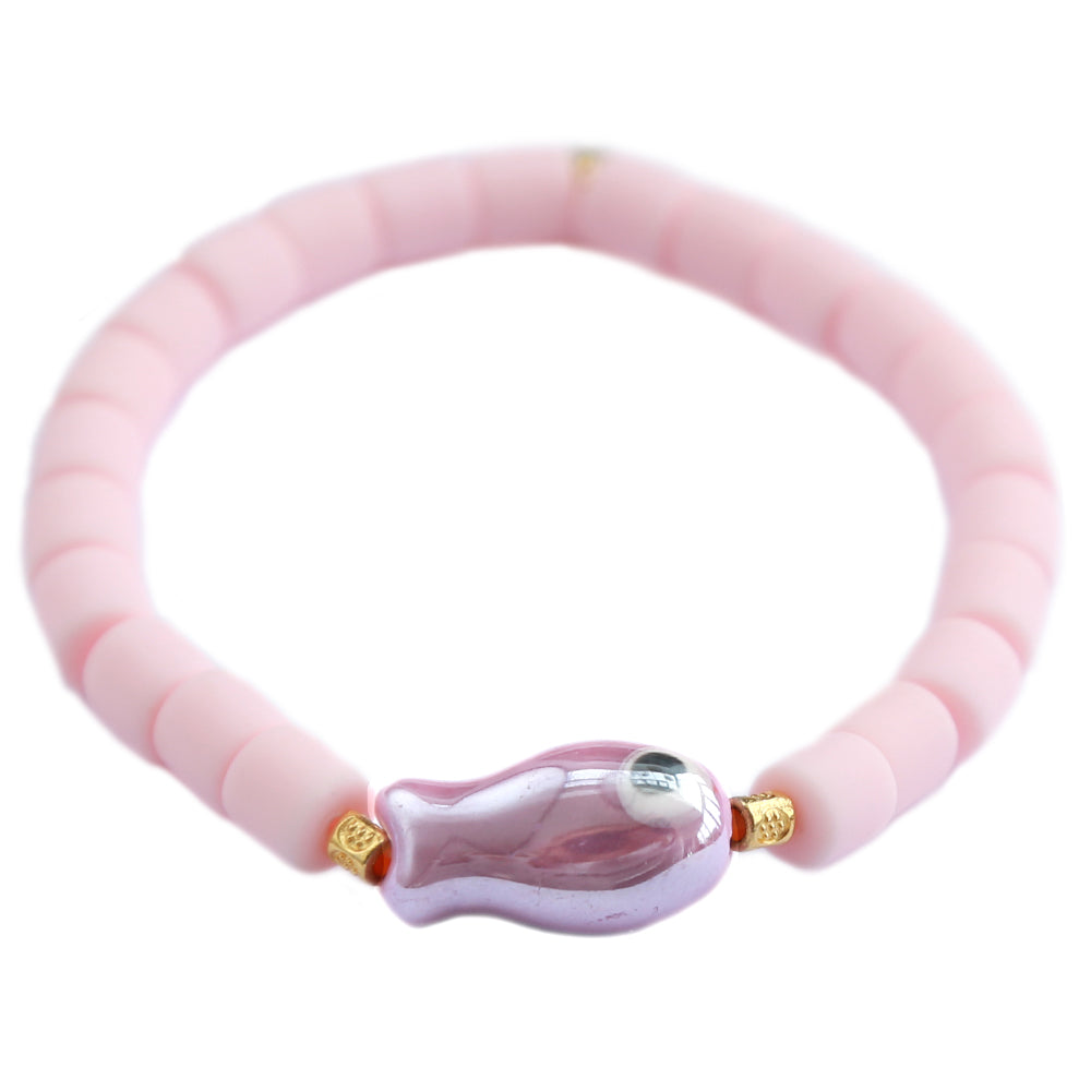 Bracelet poisson coloré rose clair
