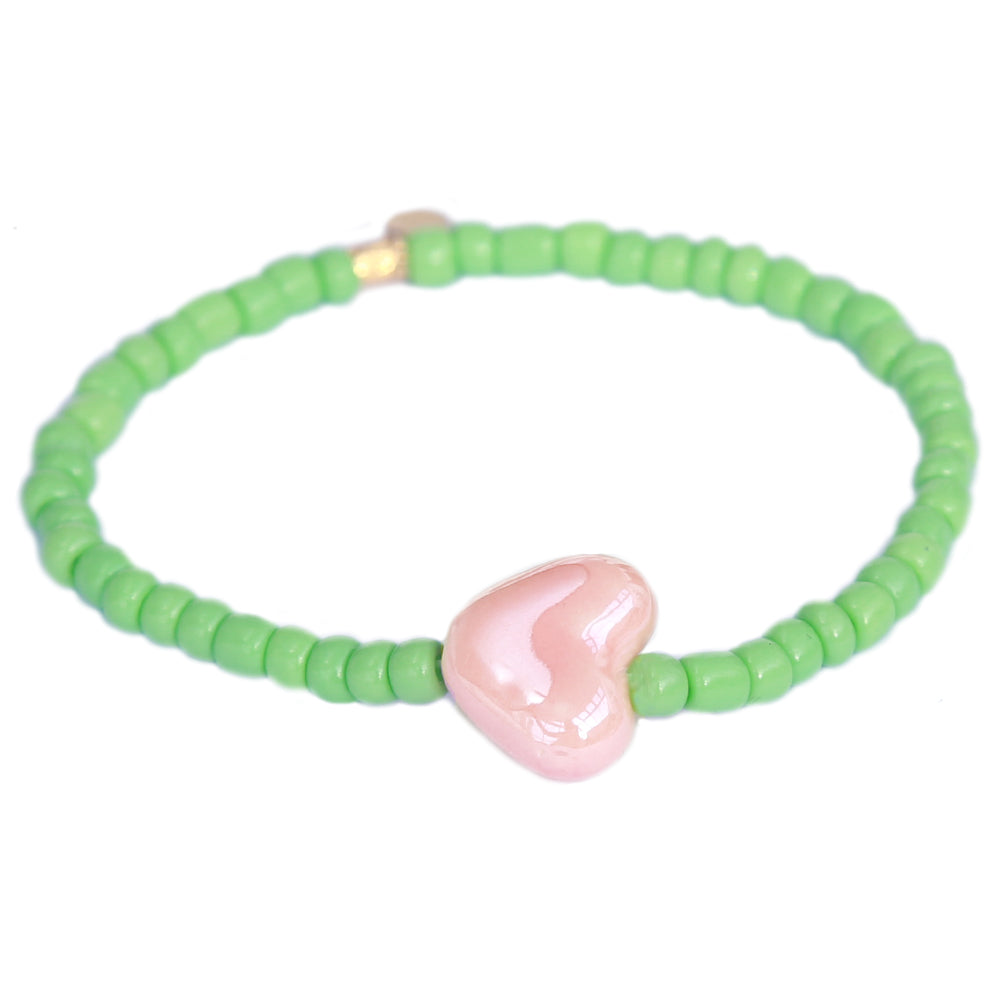 Bracelet pierre coeur vert