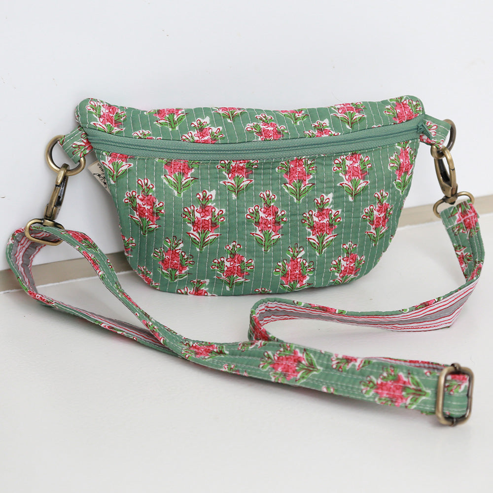 Gürteltasche mit Blockdruck, Fez-Grün
