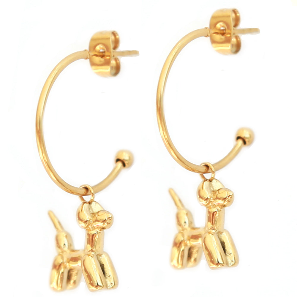 Gold earrings trendy dog