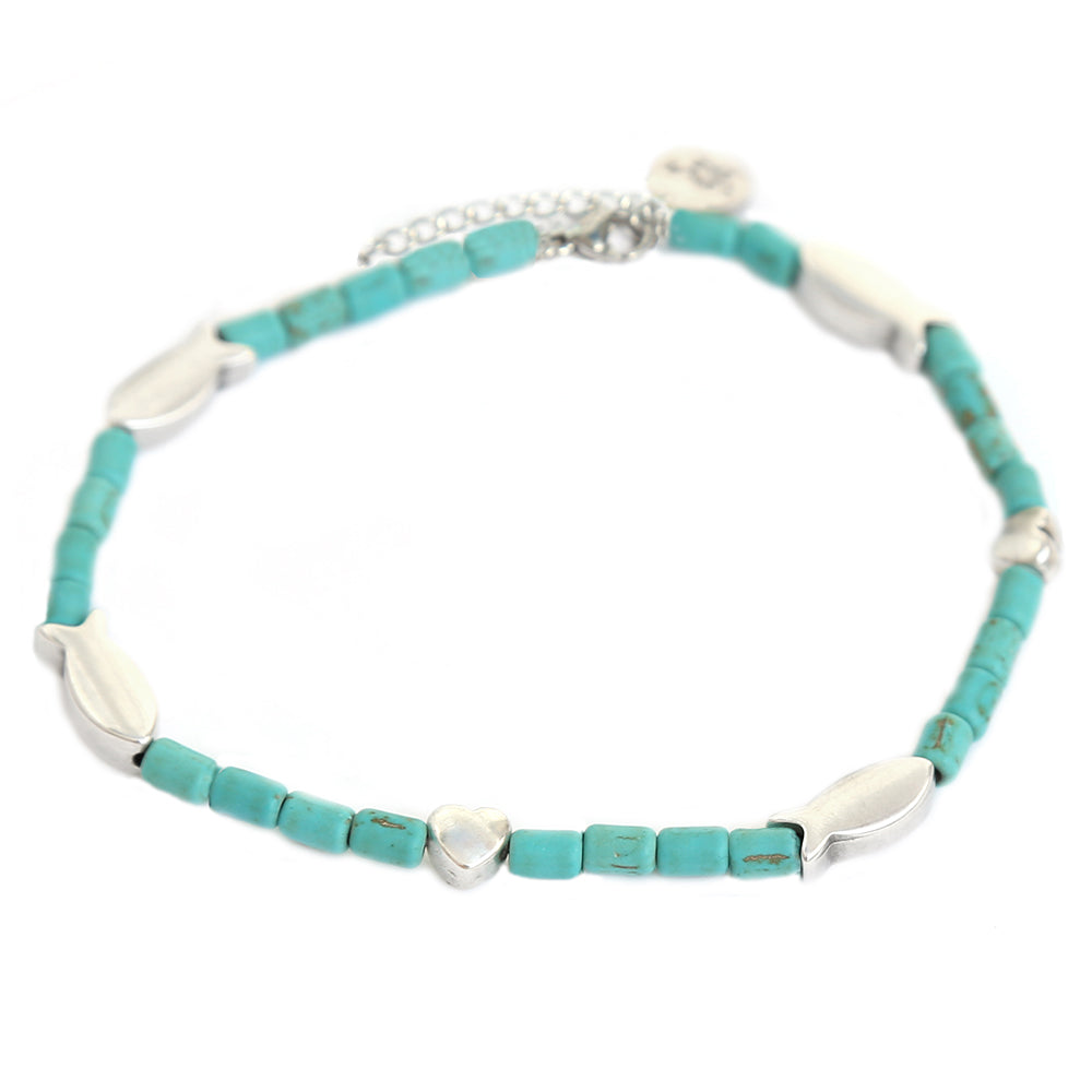 Anklet heart to fish