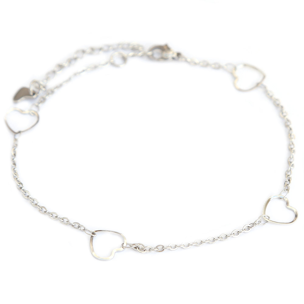 Enkelbandje silver hearts