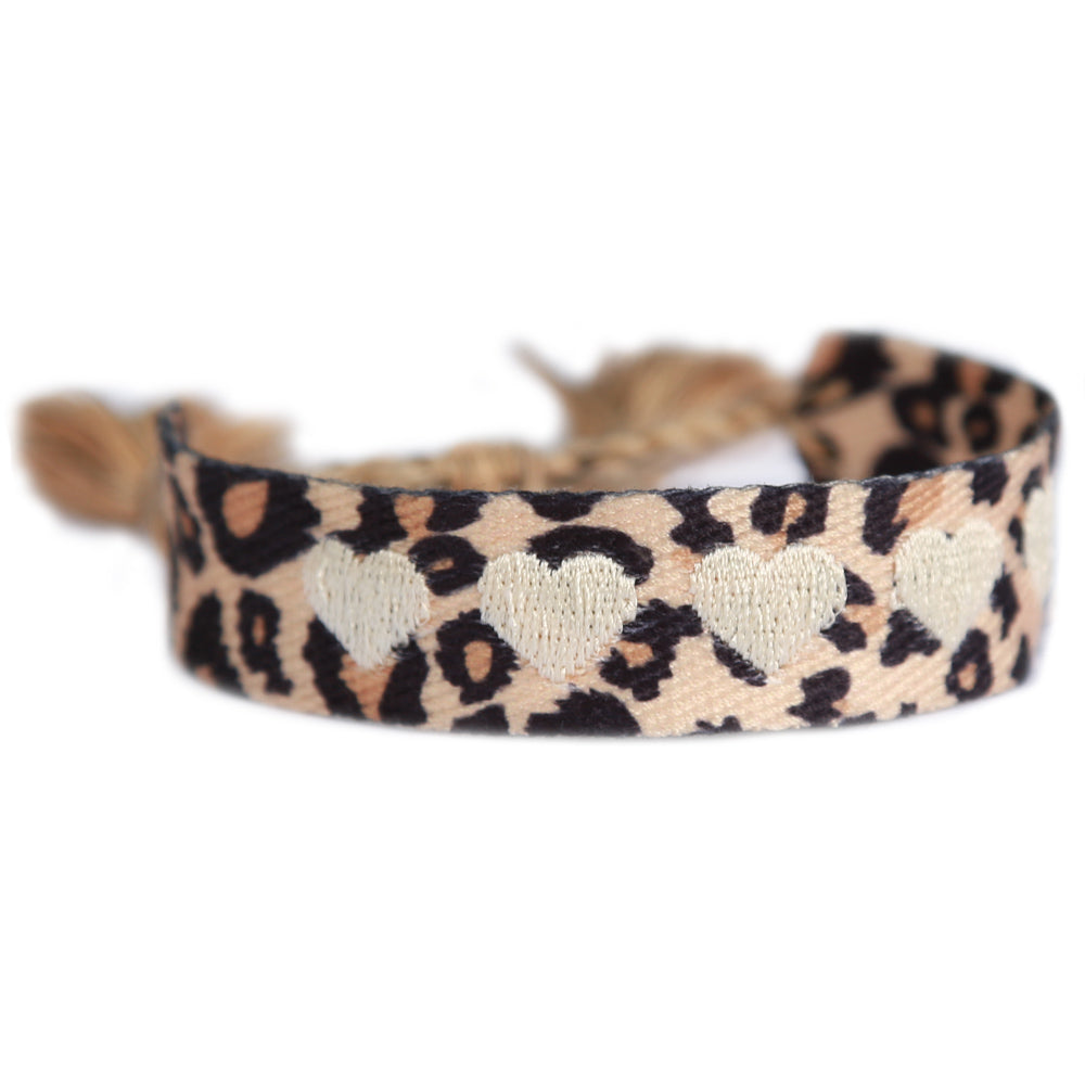 Woven bracelet leopard heart