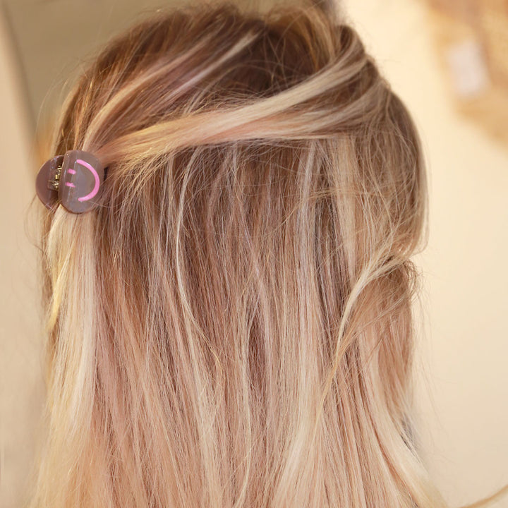 Haarklem mini smiley taupe