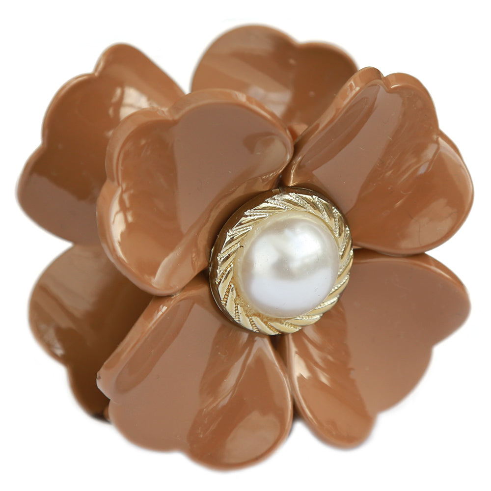 Hair clip flower pearl brown